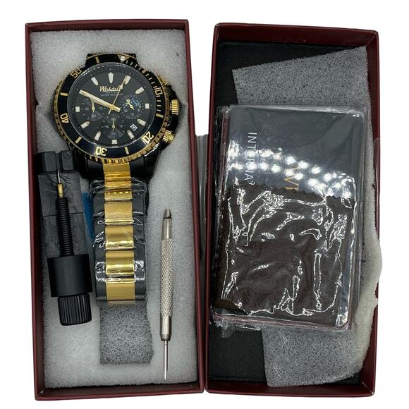 Wishdoit Multi Function Men's Watch in Black/Gold - Picture 2 of 7